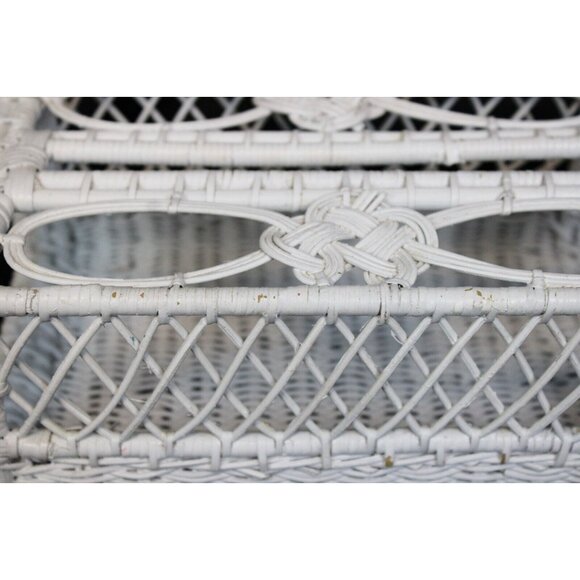 Vtg White Wicker Tissue Box Holder Kleenex Cover Woven Rattan Rectangle Boho - Picture 11 of 11